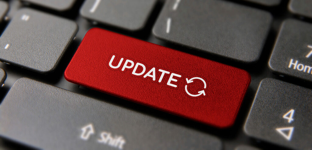 Tastatur mit rot hervorgehobenem Update-Knopf