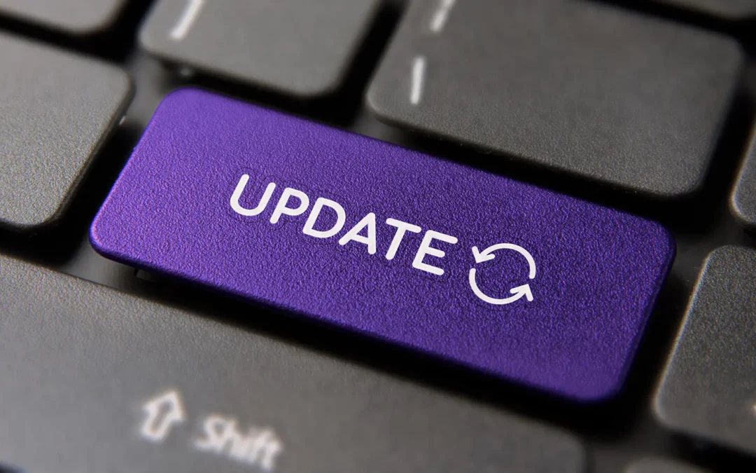 Tastatur mit lila hervorgehobenem Update-Knopf