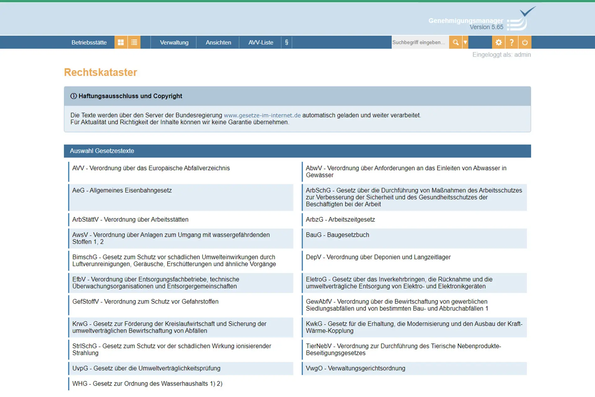 Das Rechtskataster des Genehmigungsmanagers