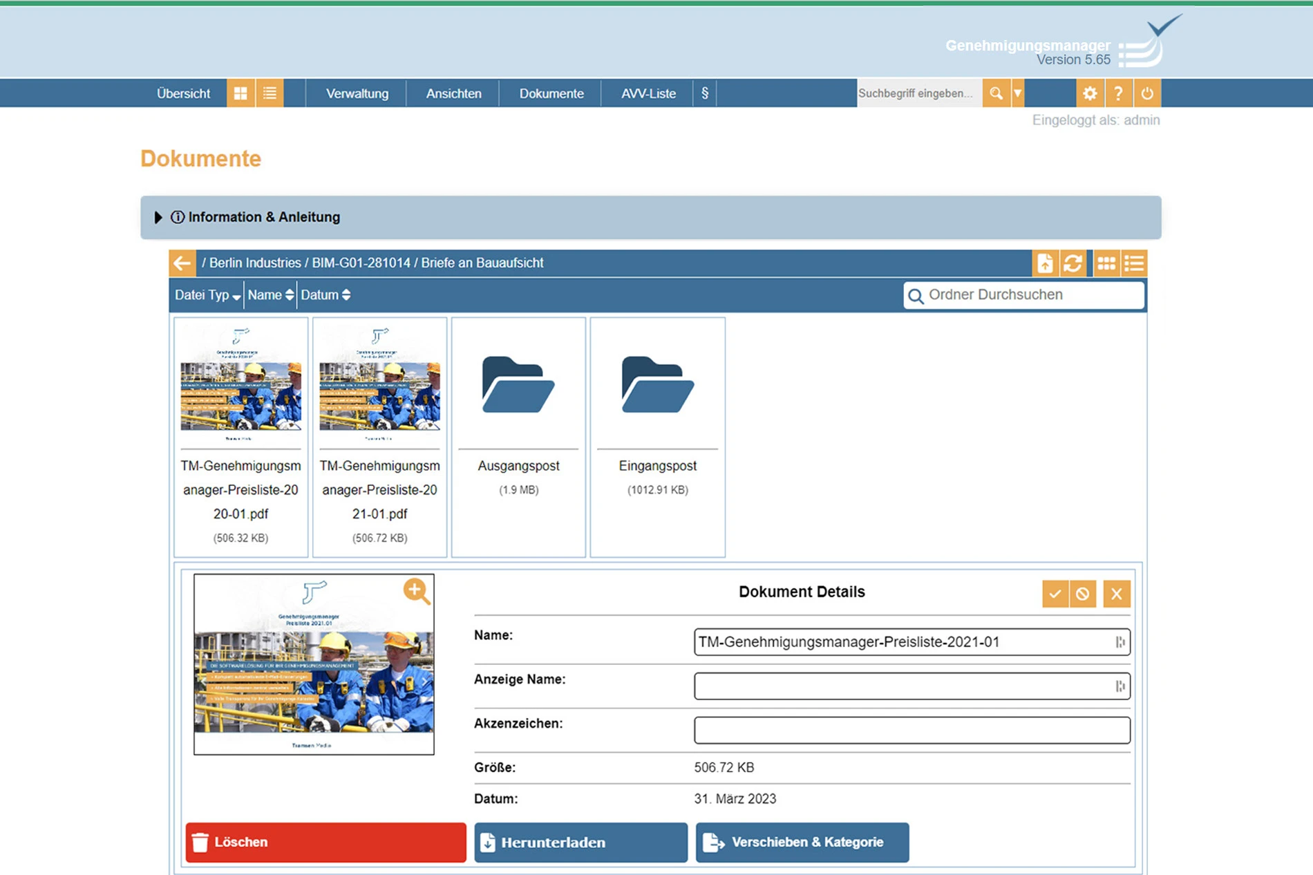 Kategorieverwaltung des Dokumentenmanagements