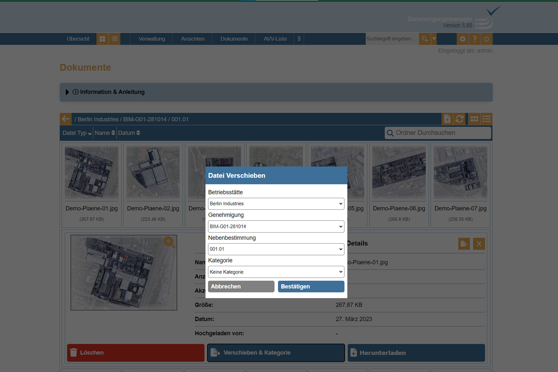 Dokumentenmanagement eine Datei verschieben