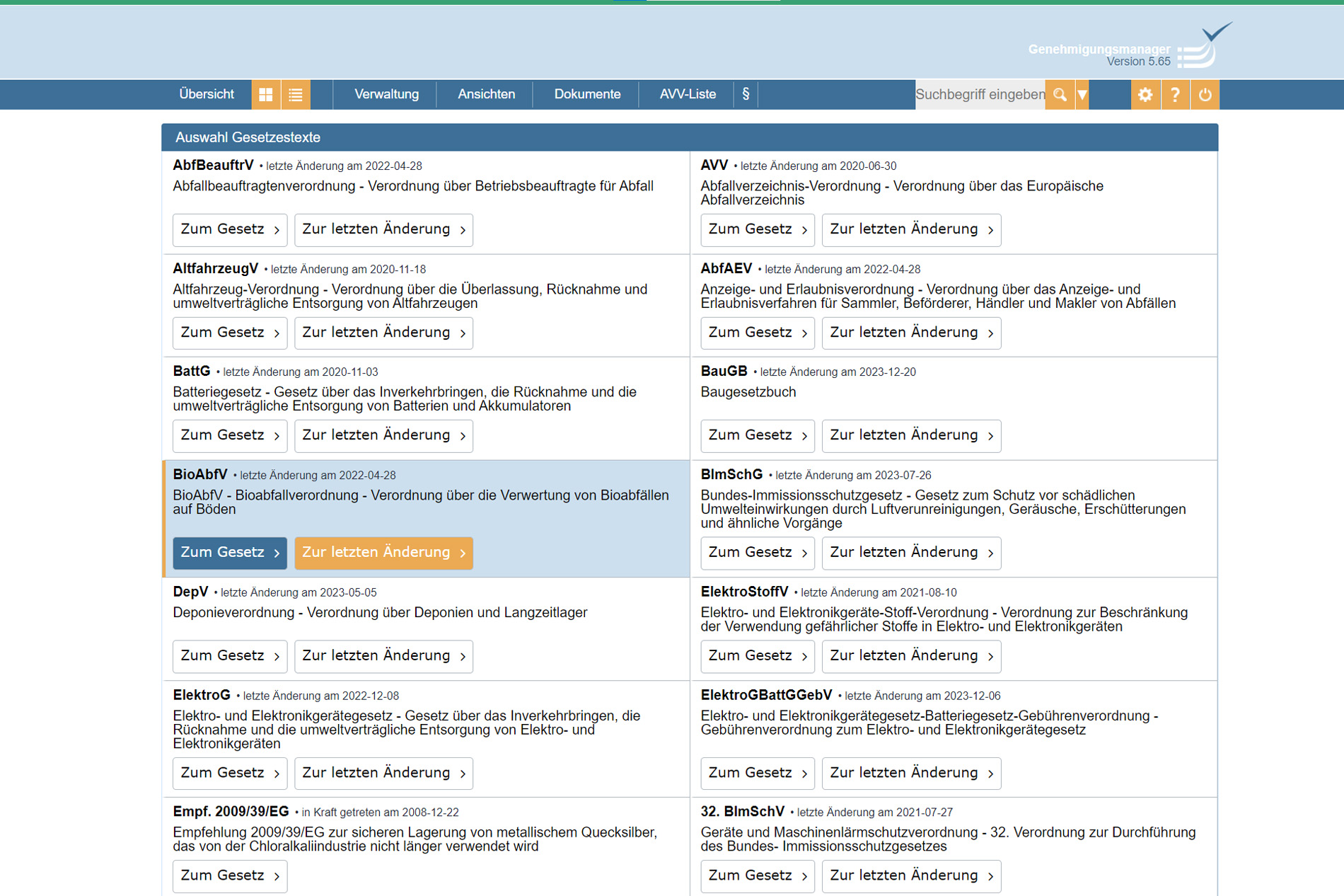 Auswahl von Gesetzestexte